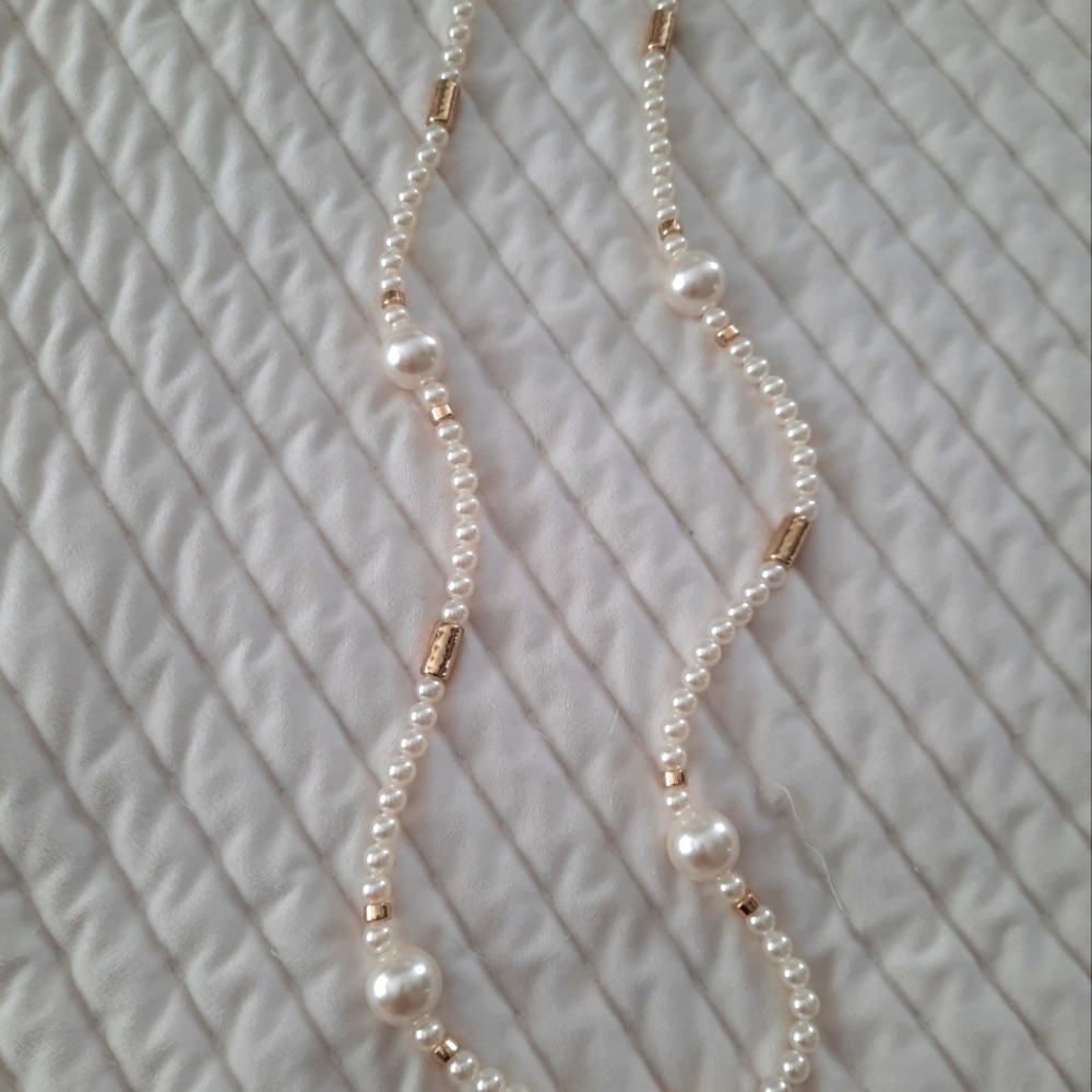 Necklace, chicos, pearl and gold